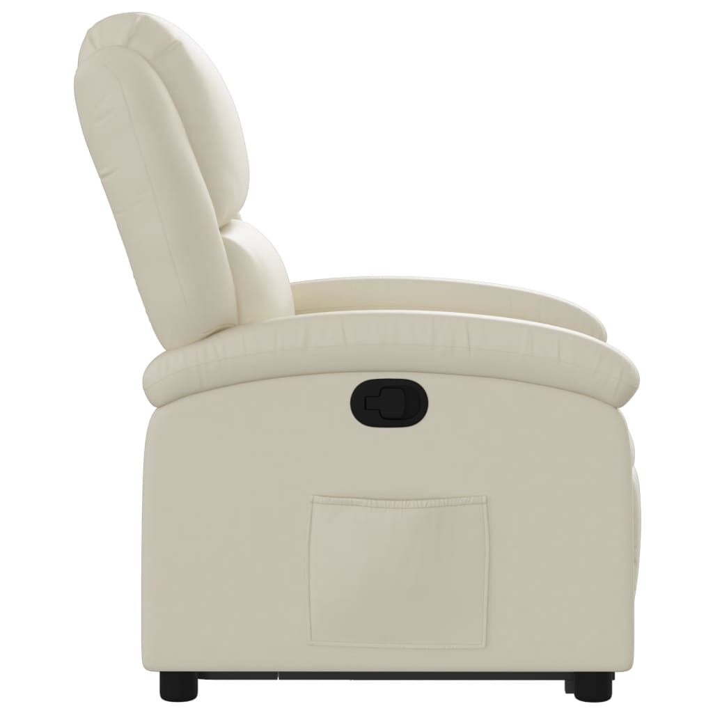 Reclining stand-up chair, cream, faux leather