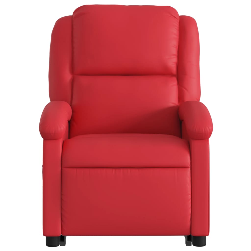 Reclining massage chair, red, artificial leather