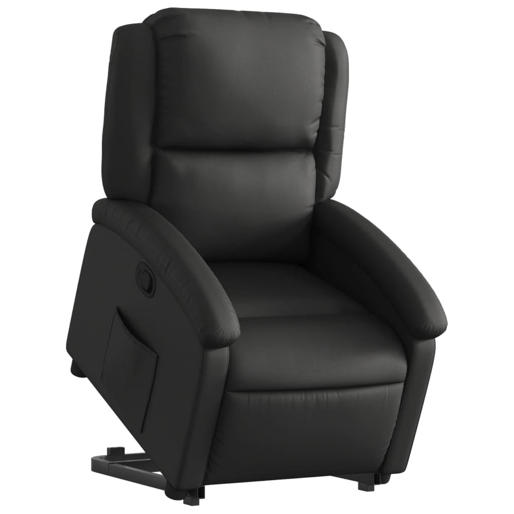 Stand-up reclining armchair, black, genuine leather
