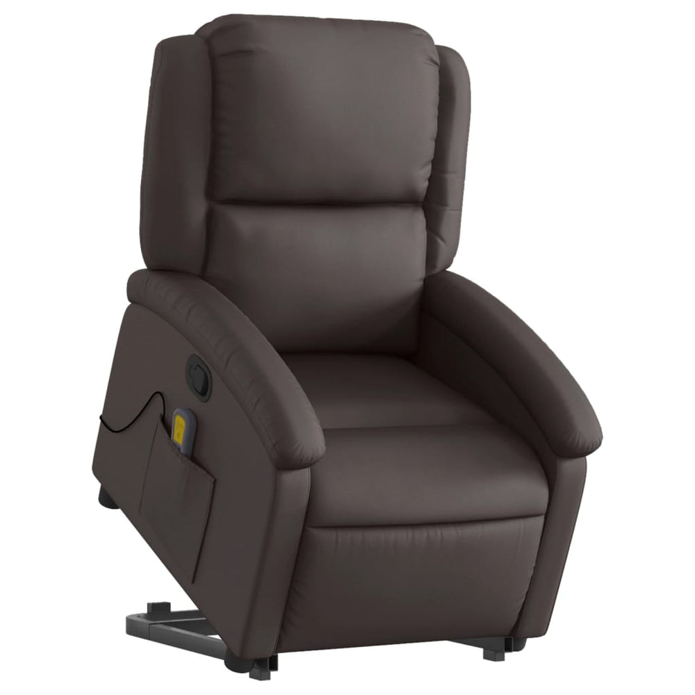 Standing Reclining Massage Chair, Brown, Genuine Leather