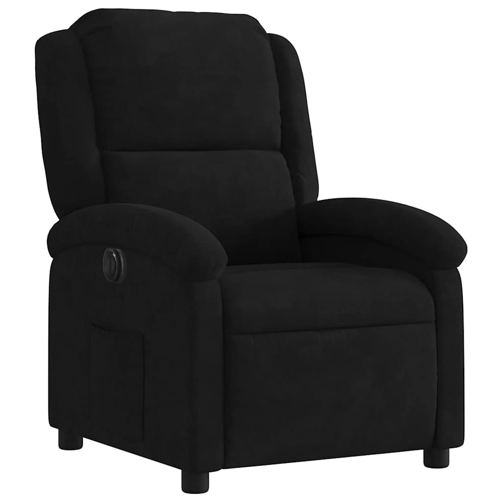 Electric recliner, black, velvet