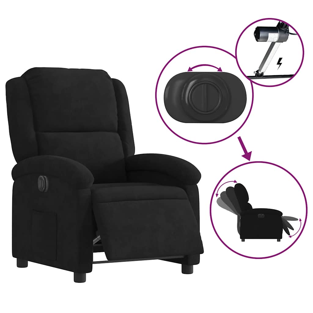 Electric recliner, black, velvet
