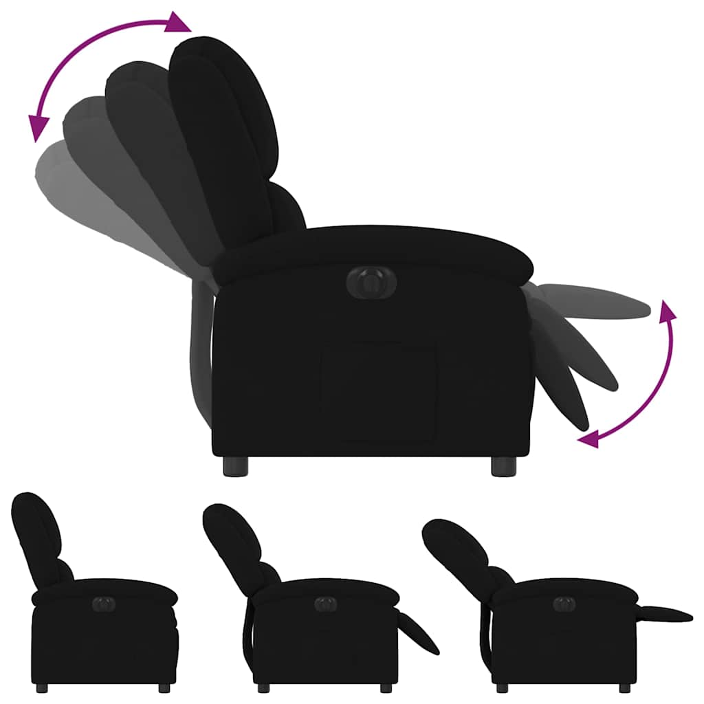 Electric recliner, black, velvet
