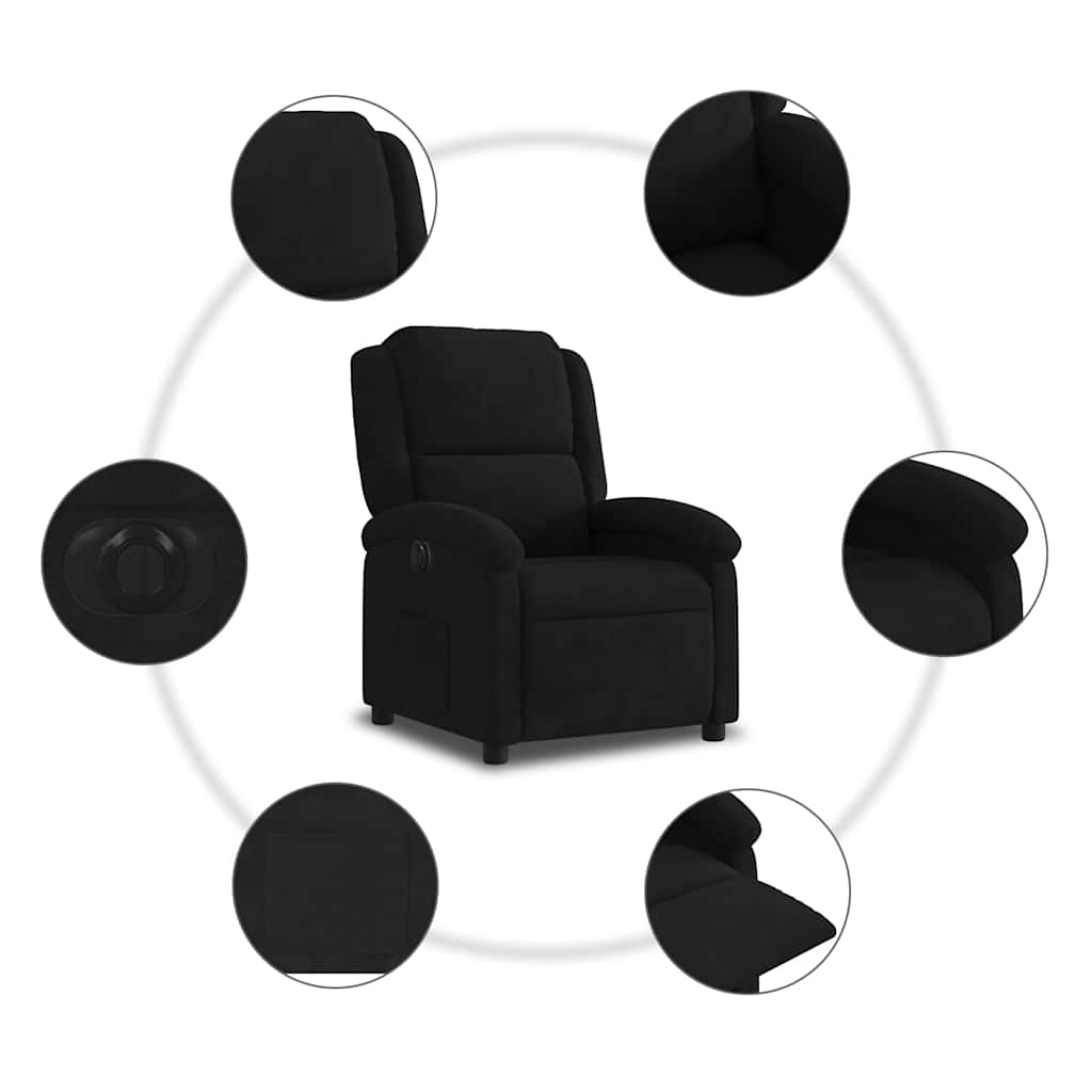 Electric recliner, black, velvet