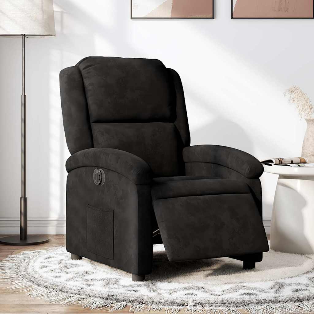 Electric recliner, black, velvet