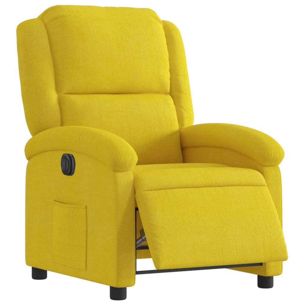 Electric reclining armchair, yellow, velvet