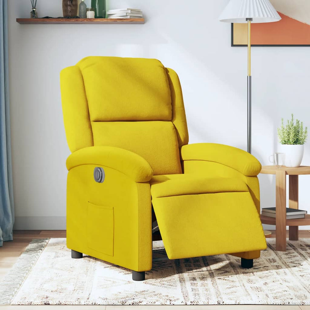 Electric reclining armchair, yellow, velvet