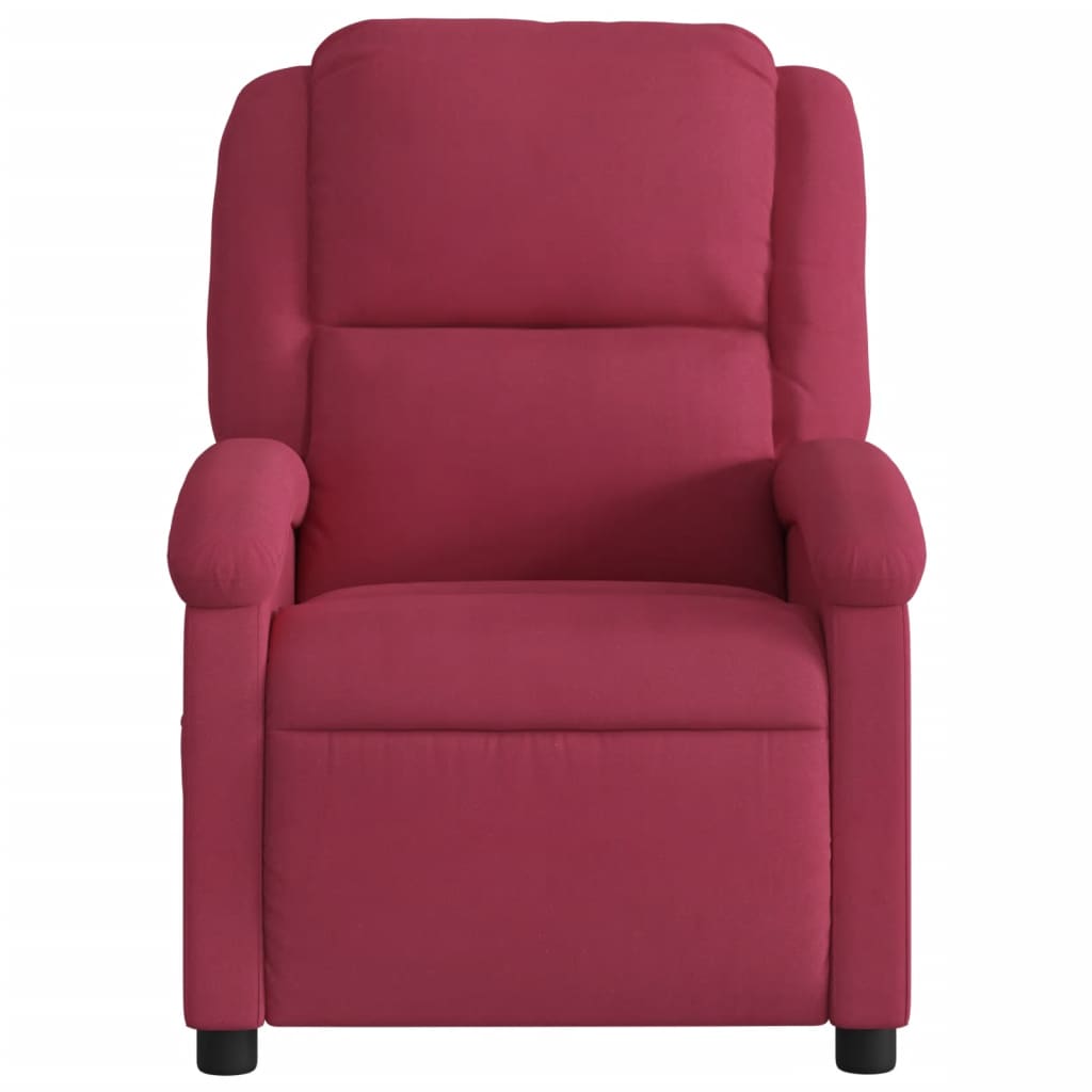Electric Reclining Massage Armchair, Wine Red, Velvet