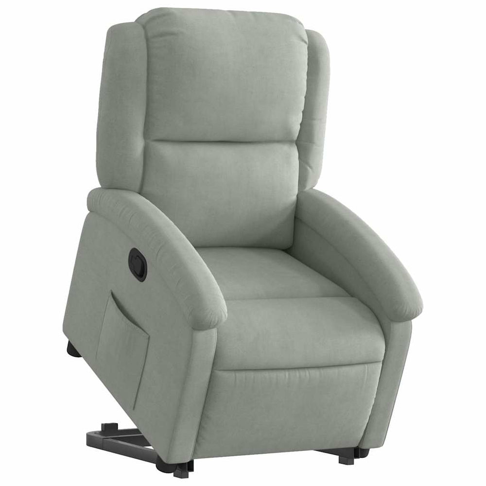 Stand-up recliner, light gray, velvet