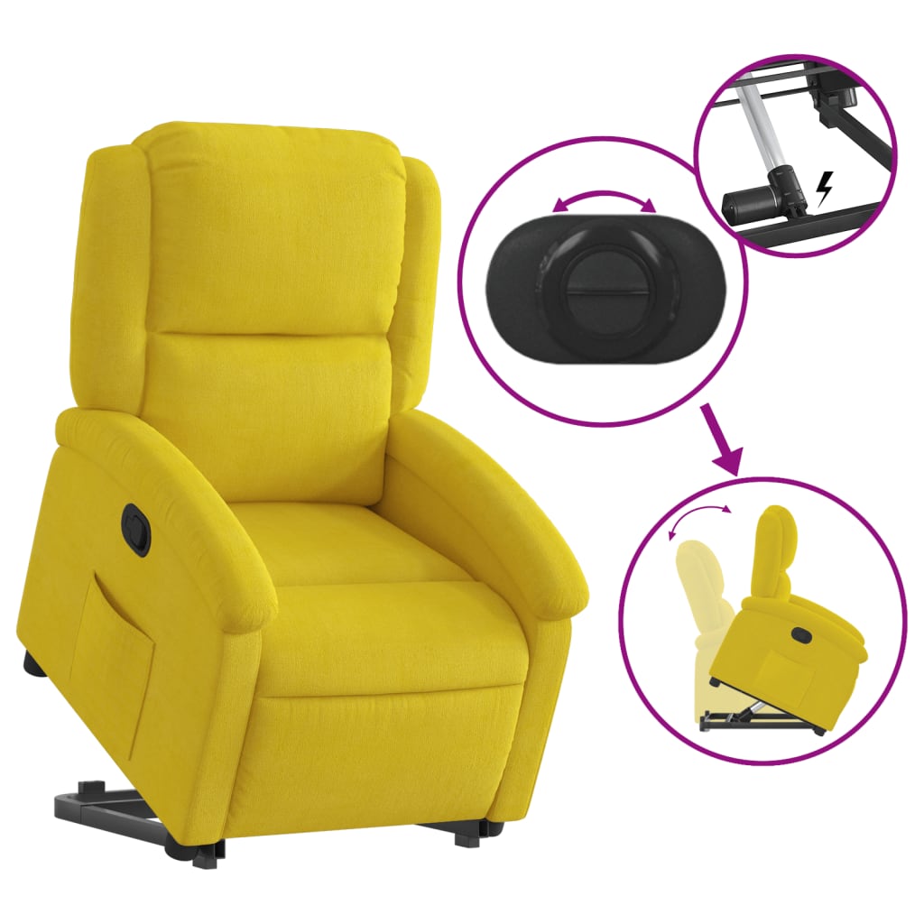 Recliner, yellow, velvet