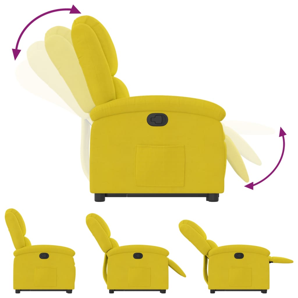 Recliner, yellow, velvet
