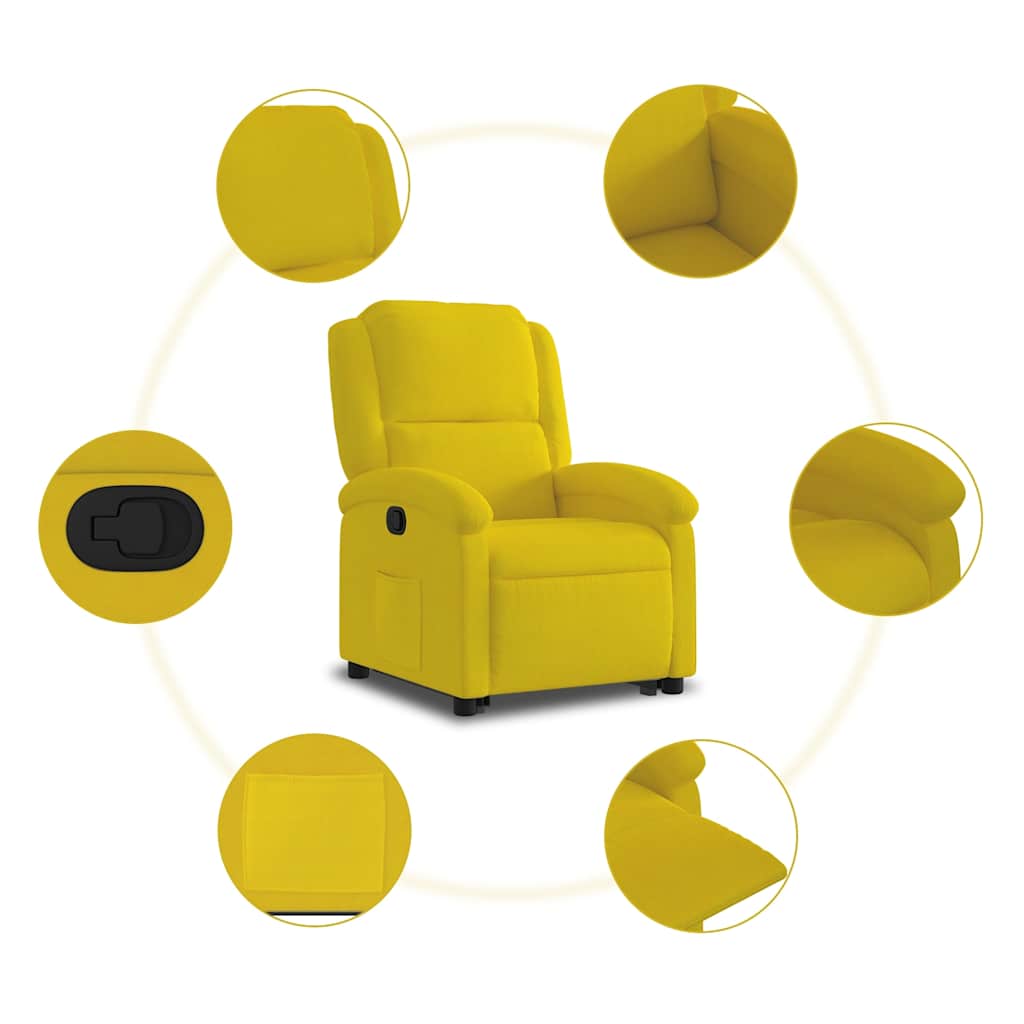 Recliner, yellow, velvet