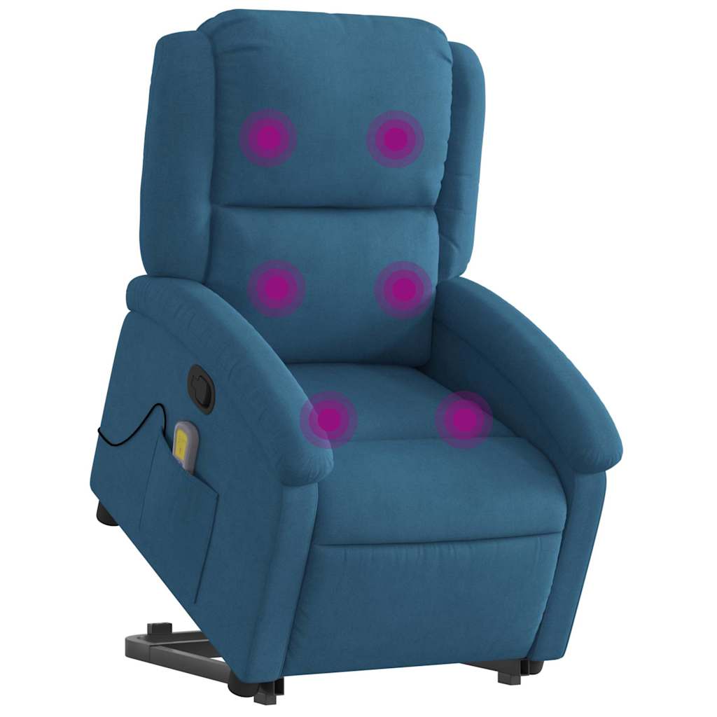 Standing Reclining Massage Chair, Blue, Velvet