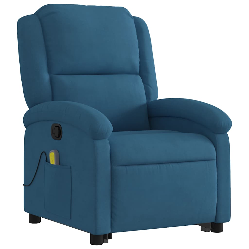 Standing Reclining Massage Chair, Blue, Velvet