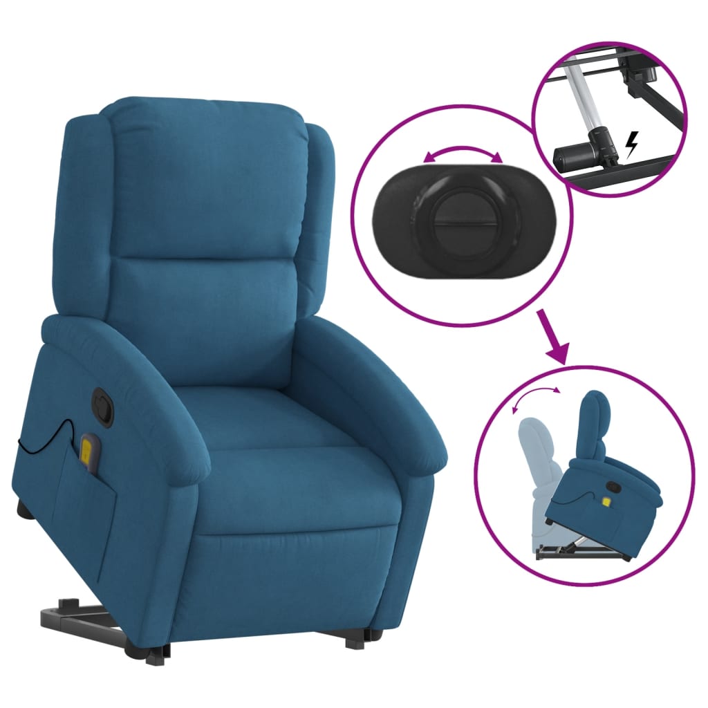 Standing Reclining Massage Chair, Blue, Velvet