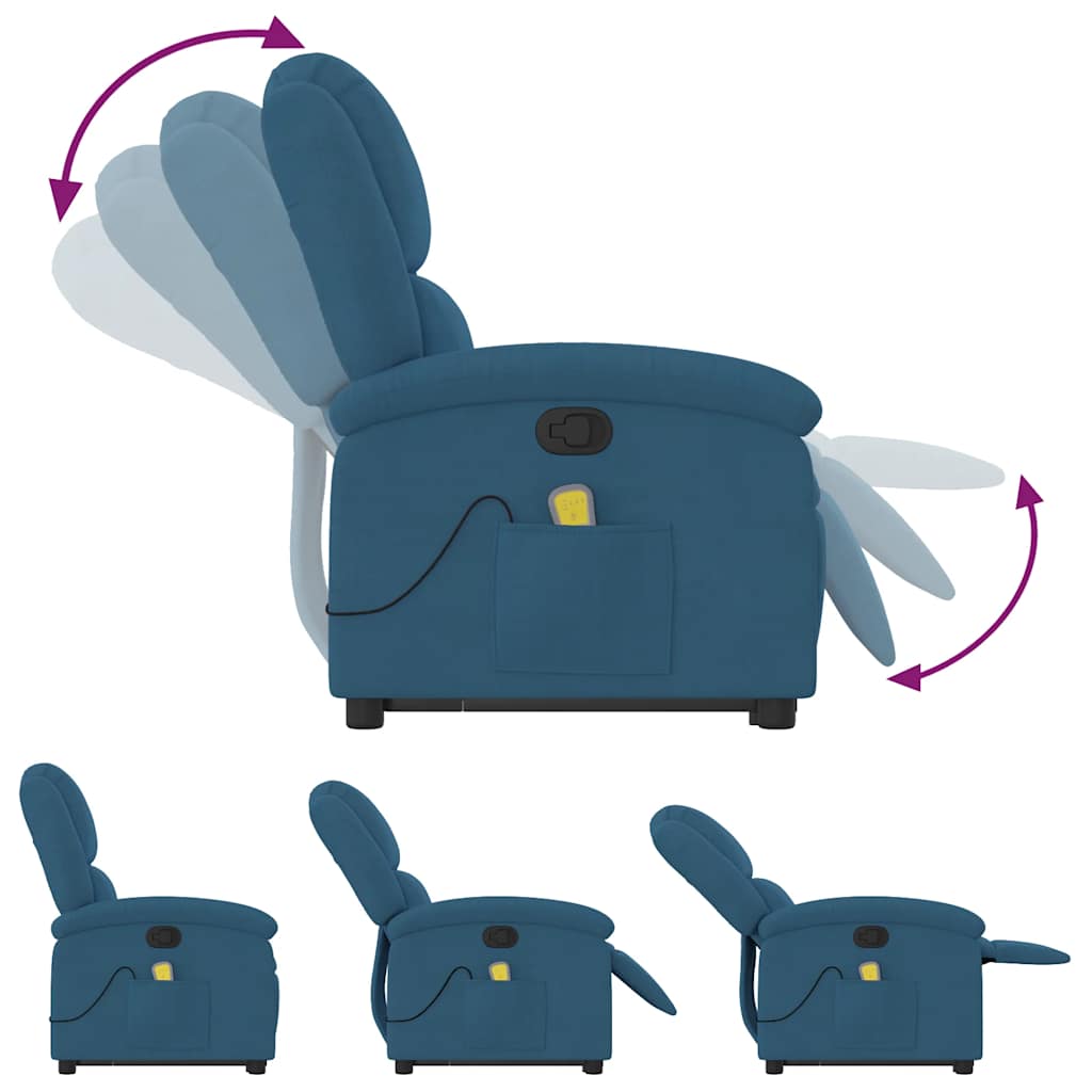 Standing Reclining Massage Chair, Blue, Velvet