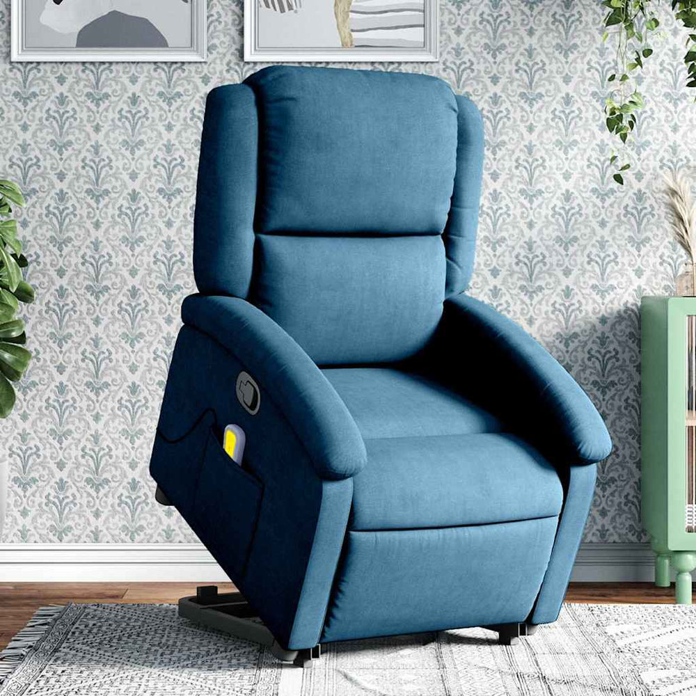 Standing Reclining Massage Chair, Blue, Velvet