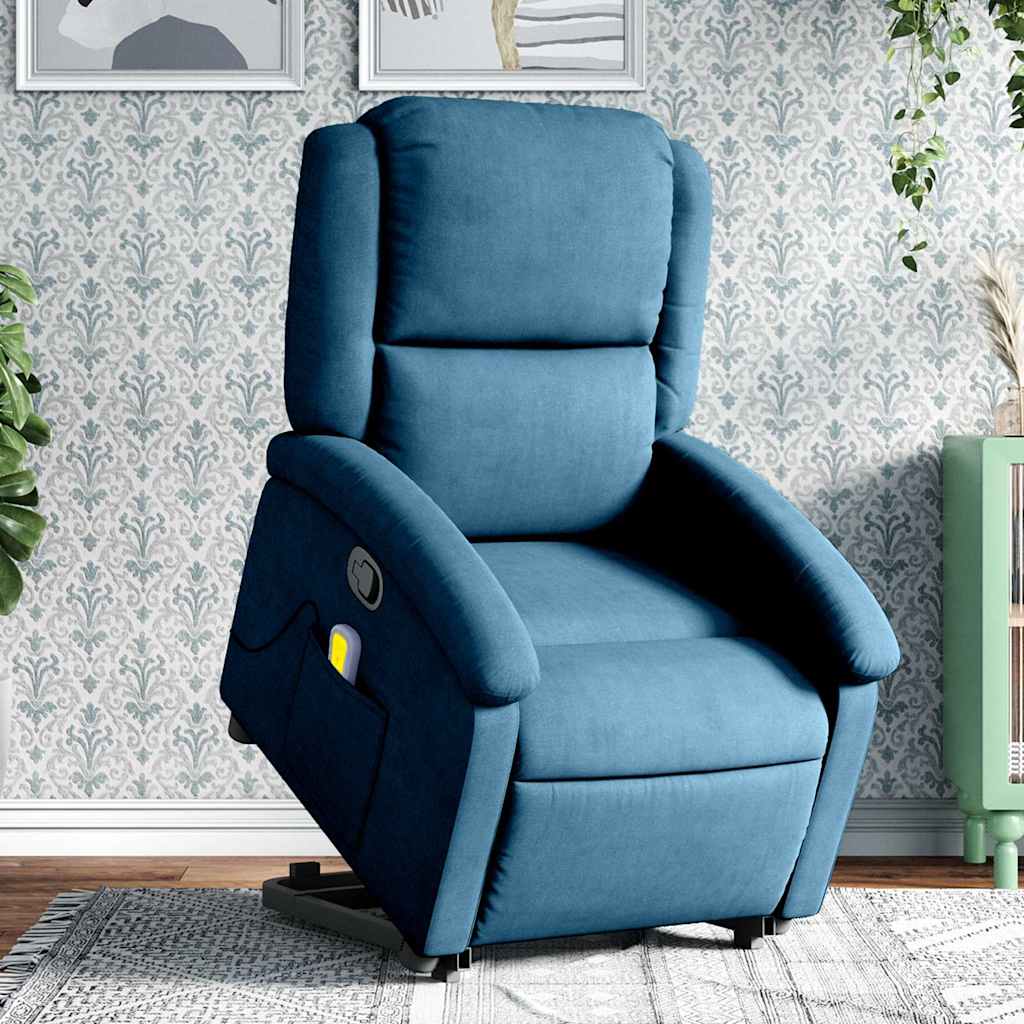 Standing Reclining Massage Chair, Blue, Velvet