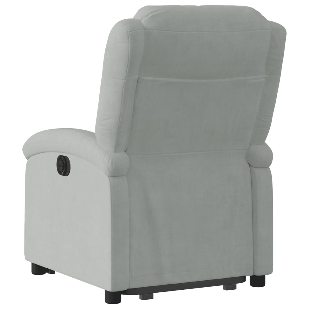 Stand-up recliner, light gray, velvet
