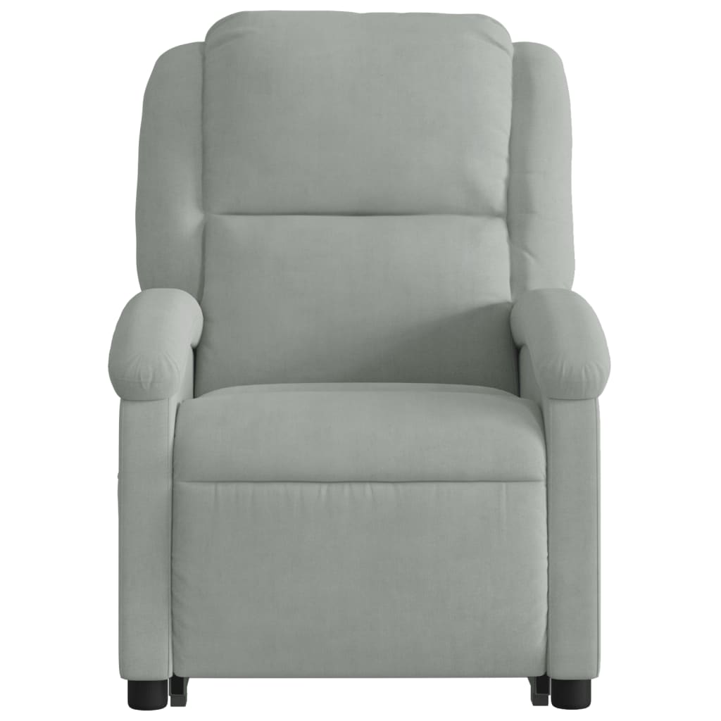 Stand-up recliner, light gray, velvet