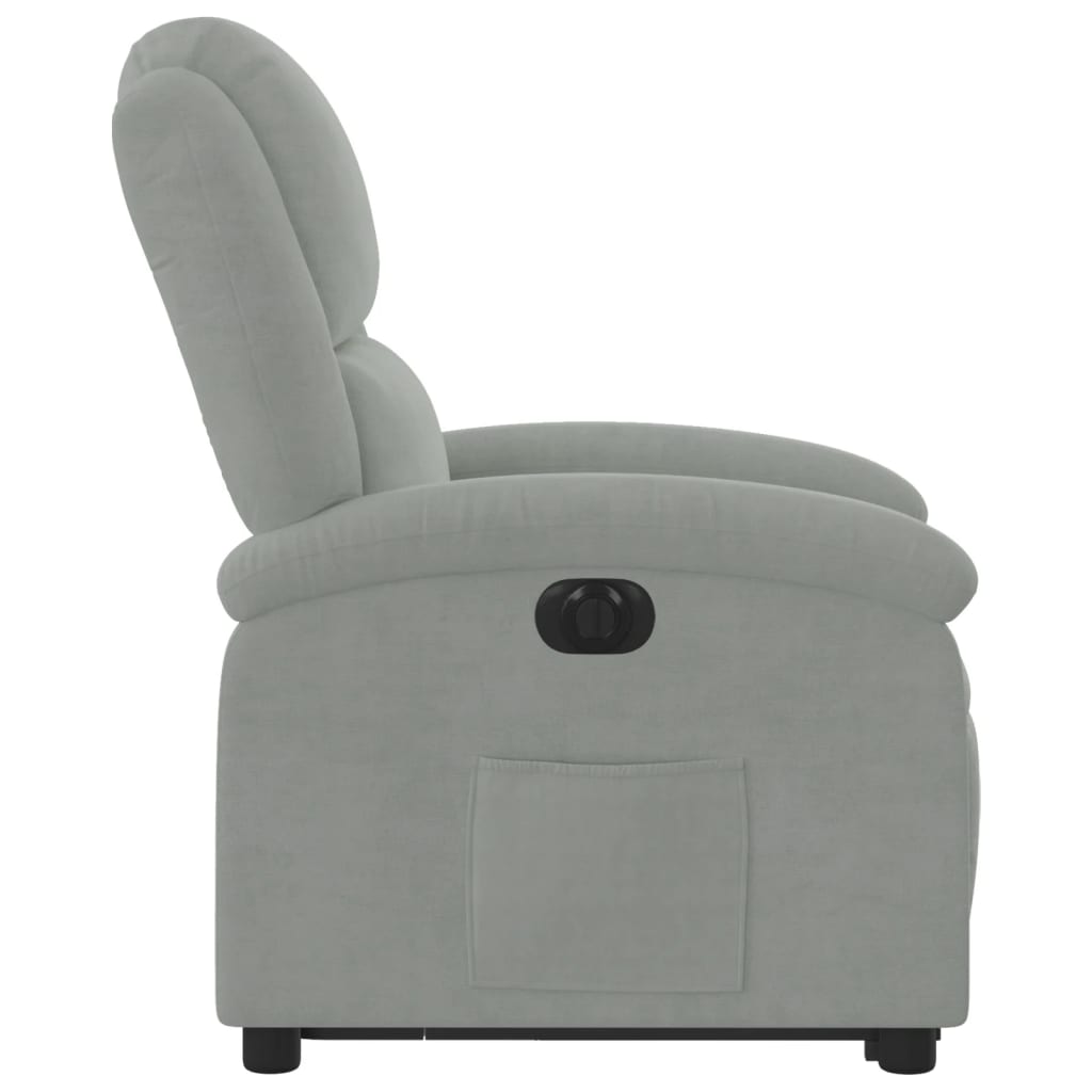 Stand-up recliner, light gray, velvet