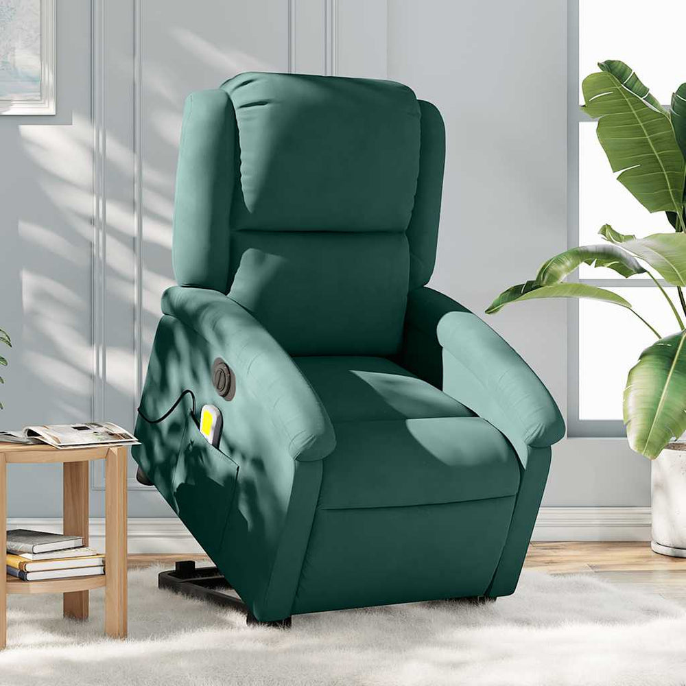 Standing massage chair, dark green, velvet