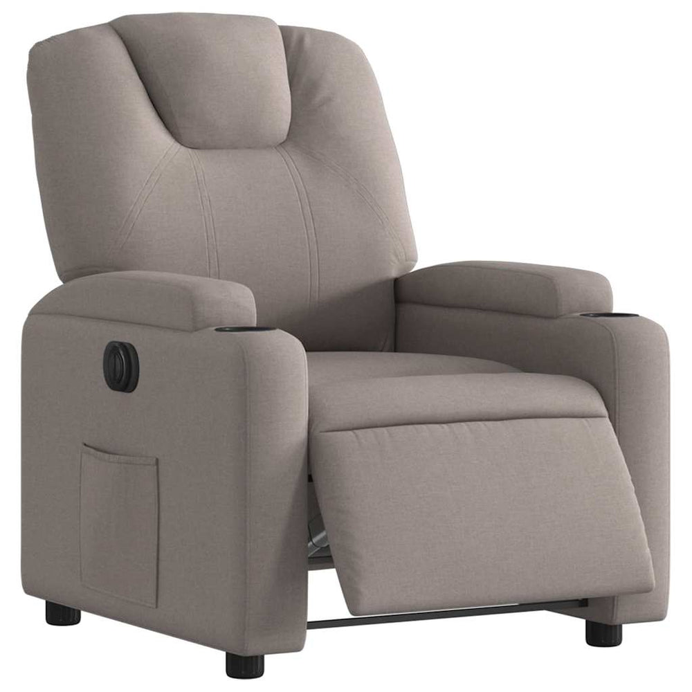 Electric recliner, taupe, fabric