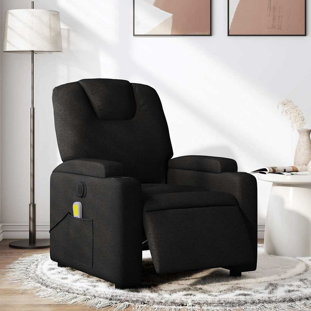 Electric Reclining Massage Chair, Black, Fabric