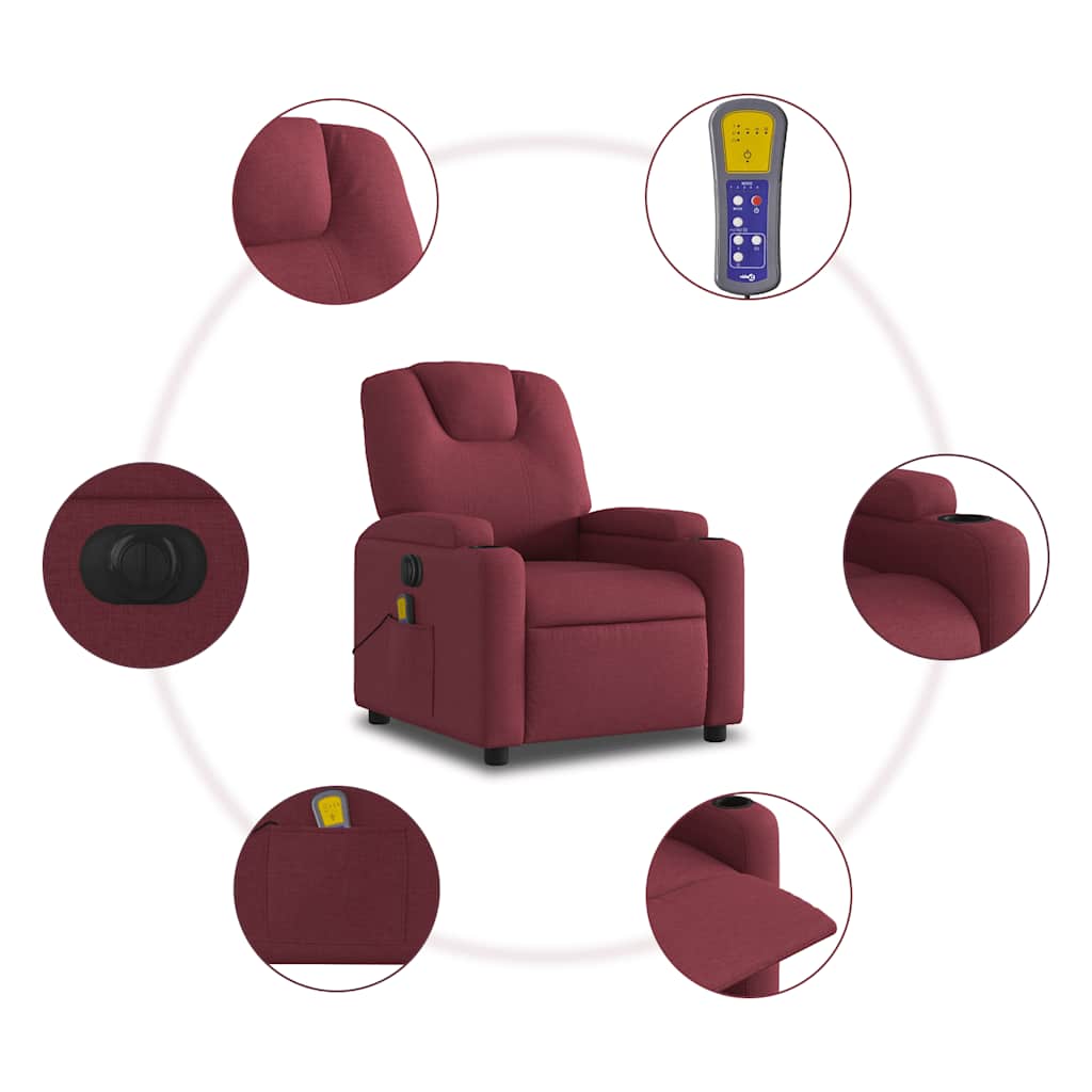Electric reclining massage chair, wine, fabric