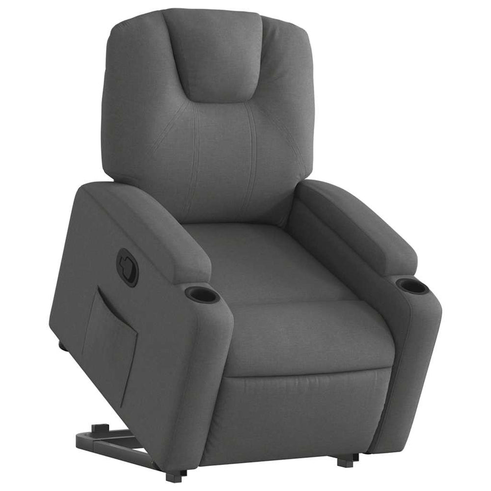 Reclining stand-up armchair, dark gray, fabric