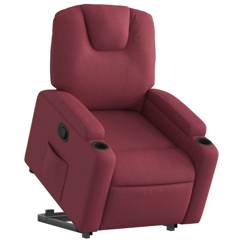 Stand-up recliner, wine red, fabric