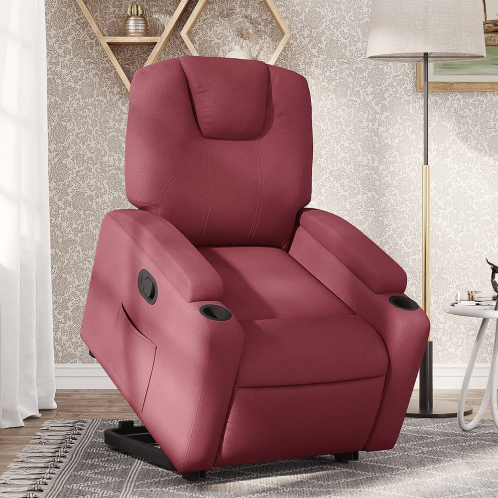 Stand-up recliner, wine red, fabric