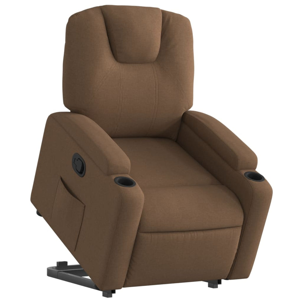 Reclining lift chair, brown, fabric