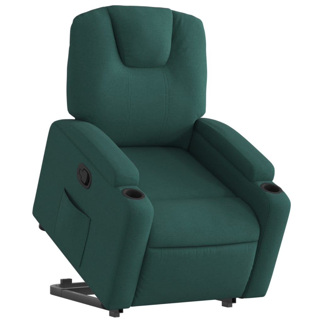 Recliner with lift assistance, dark green, fabric