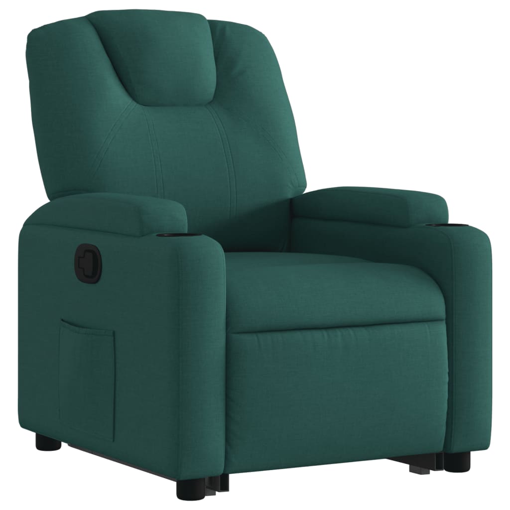 Recliner with lift assistance, dark green, fabric