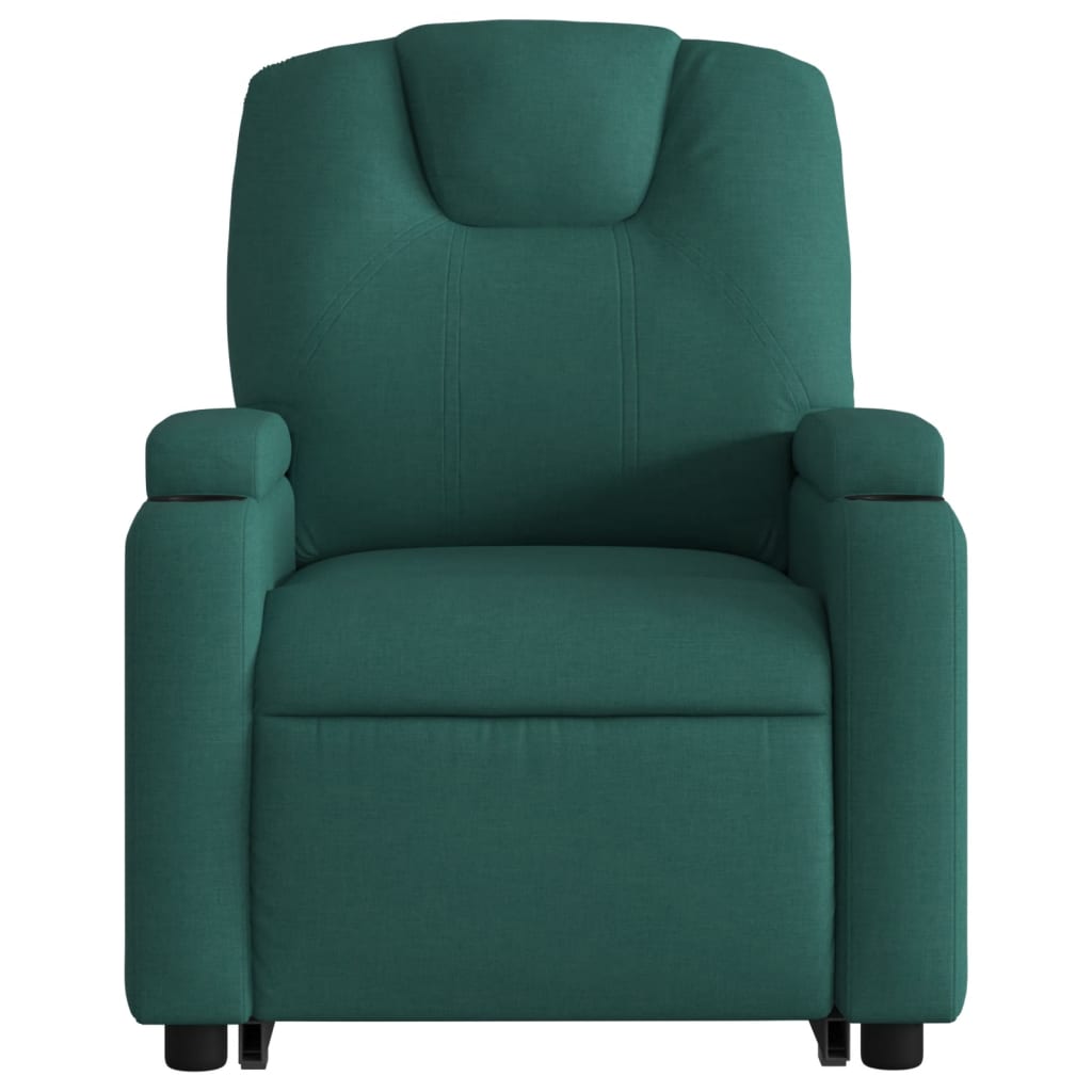 Recliner with lift assistance, dark green, fabric