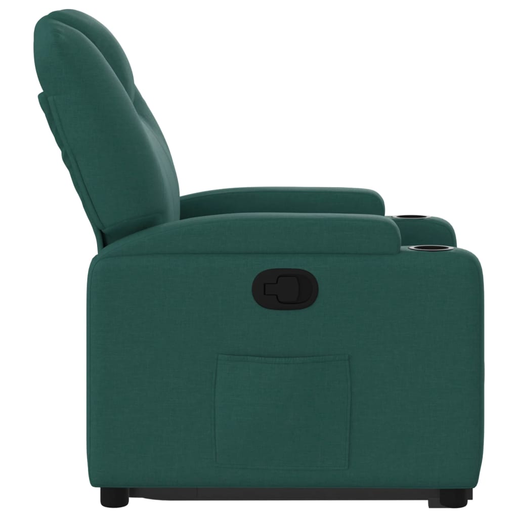 Recliner with lift assistance, dark green, fabric