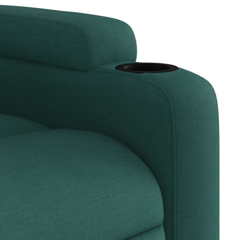 Recliner with lift assistance, dark green, fabric