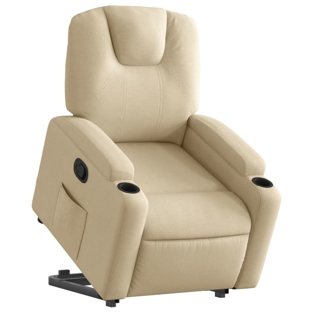 Standing recliner, cream, fabric