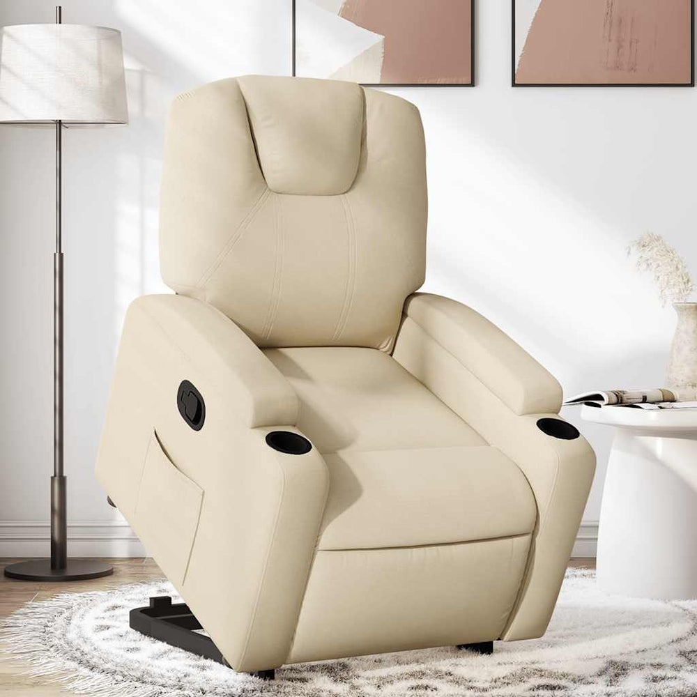 Standing recliner, cream, fabric