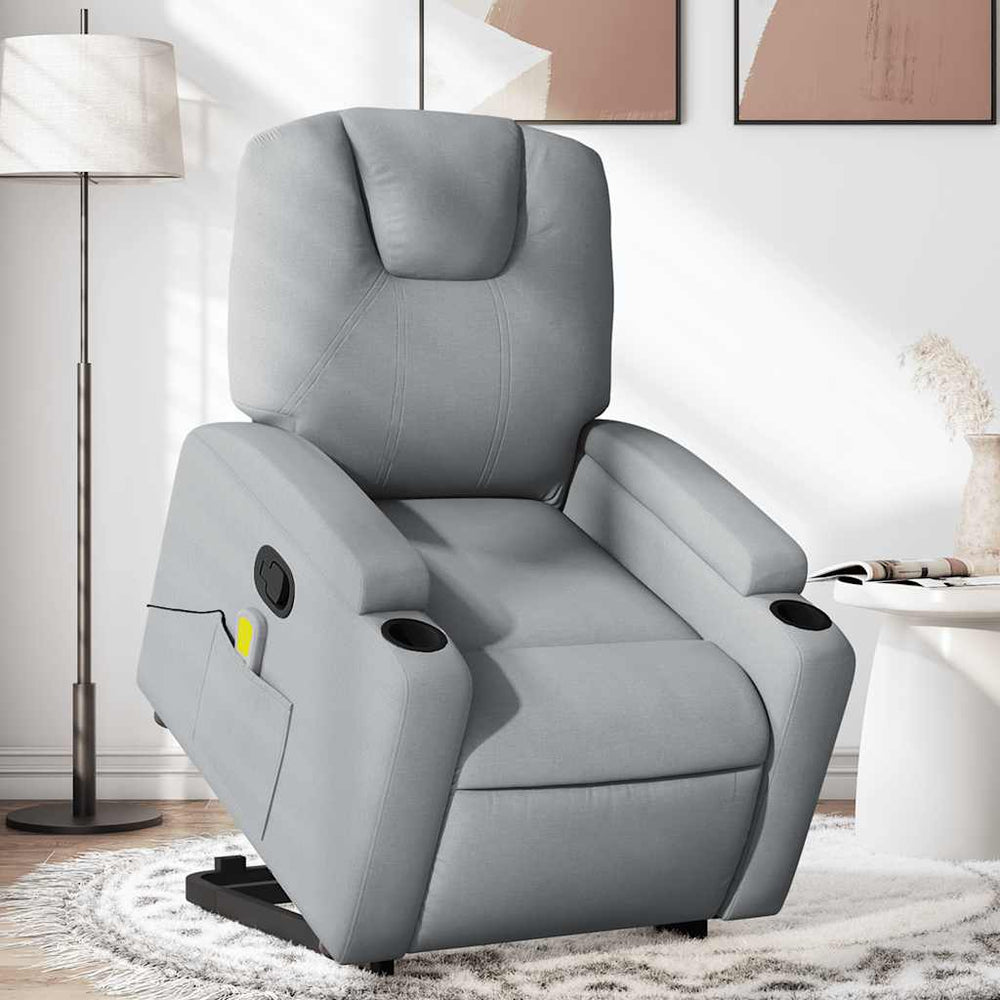 Reclining Massage Chair, Light Grey, Fabric
