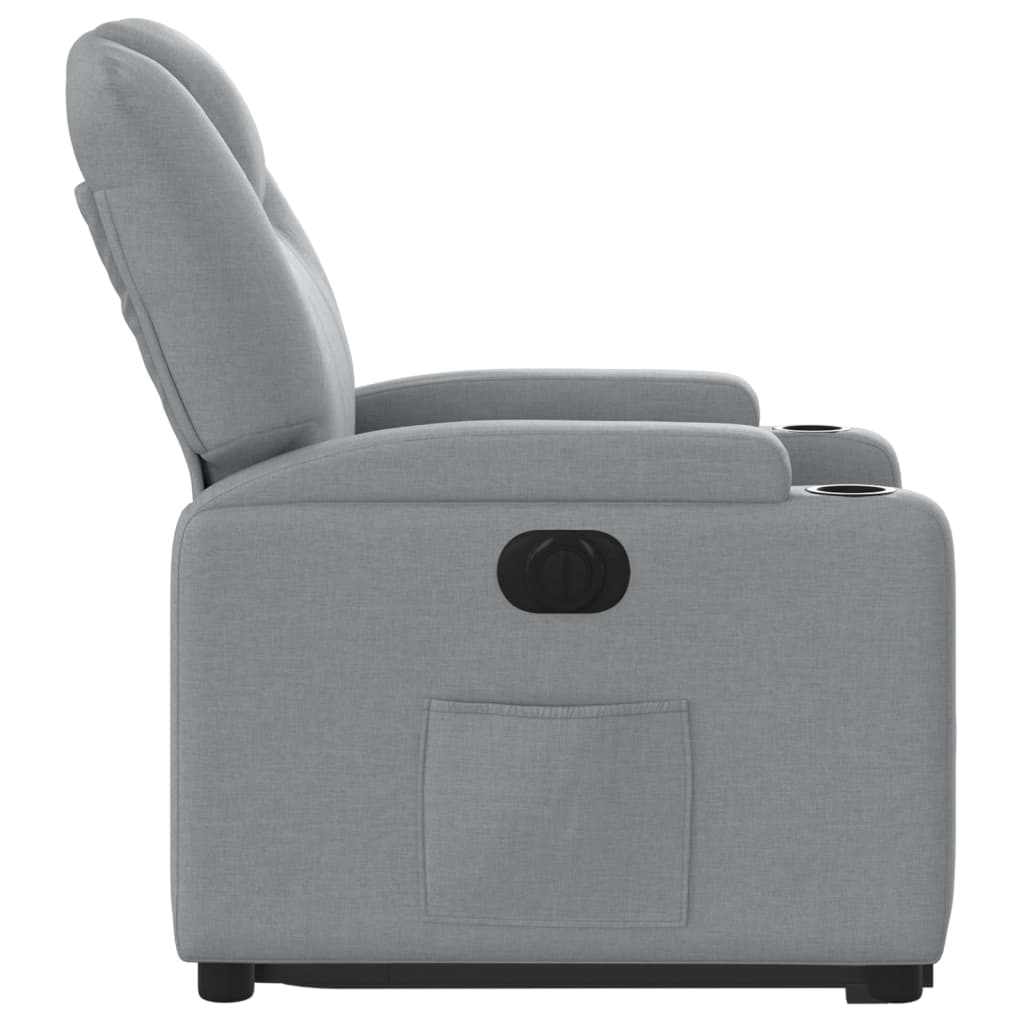 Paceļams atpūtas krēsls, gaiši pelēks, audums