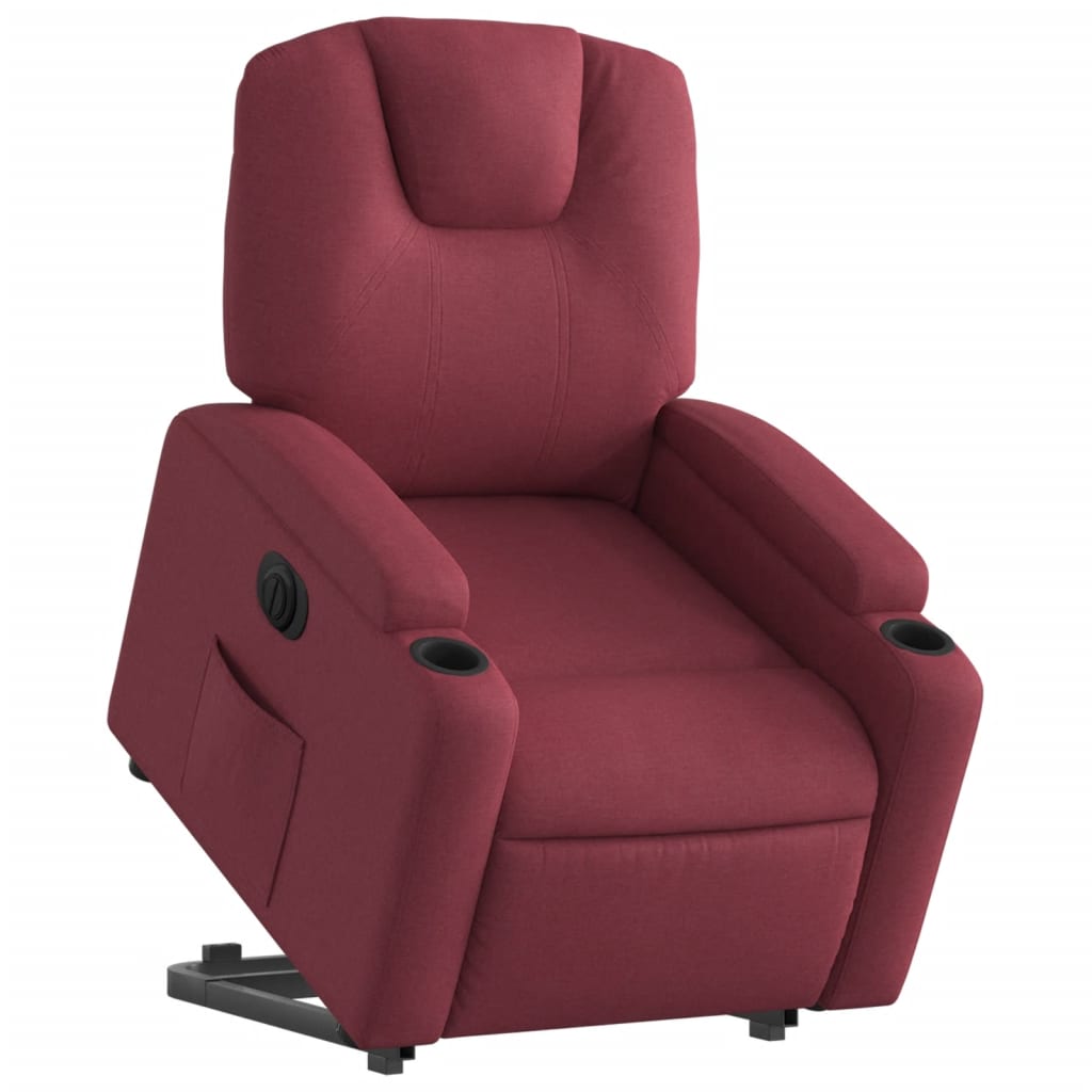 Electric stand-up recliner, wine, fabric