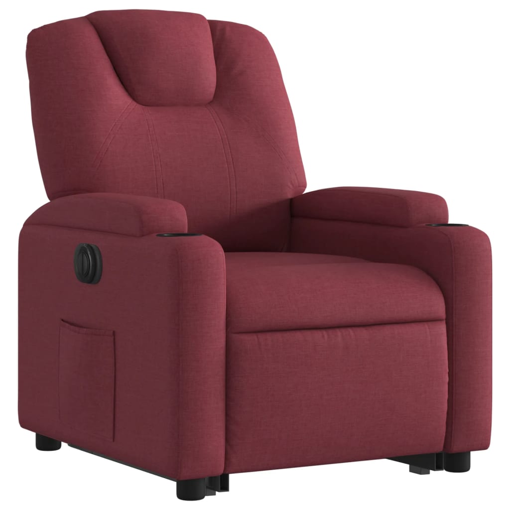 Electric stand-up recliner, wine, fabric
