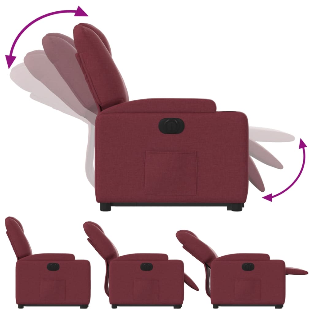 Electric stand-up recliner, wine, fabric