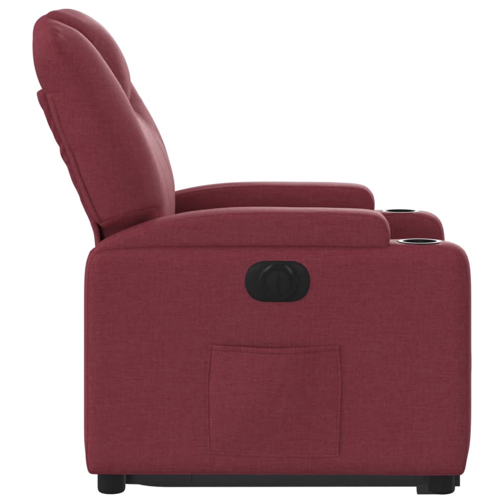 Electric stand-up recliner, wine, fabric