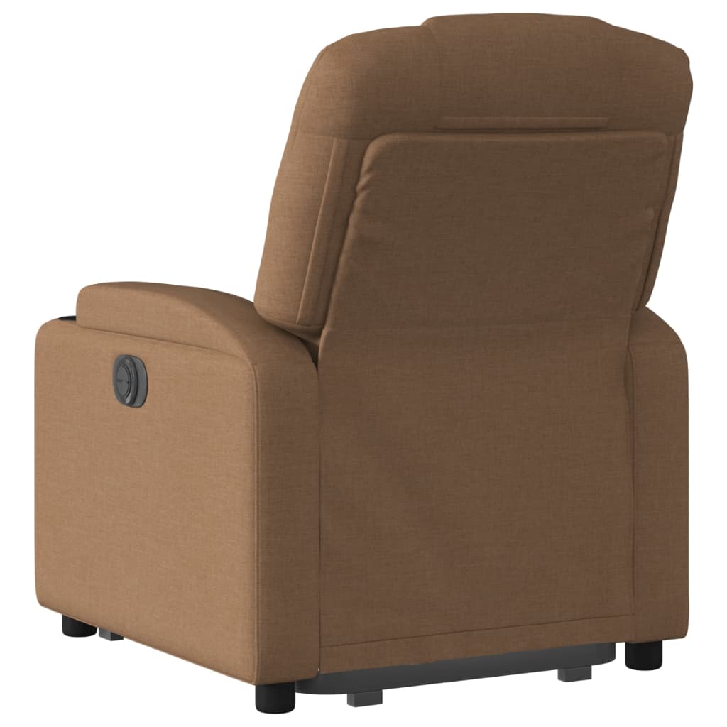 Electric Reclining Stand-Up Armchair, Brown, Fabric