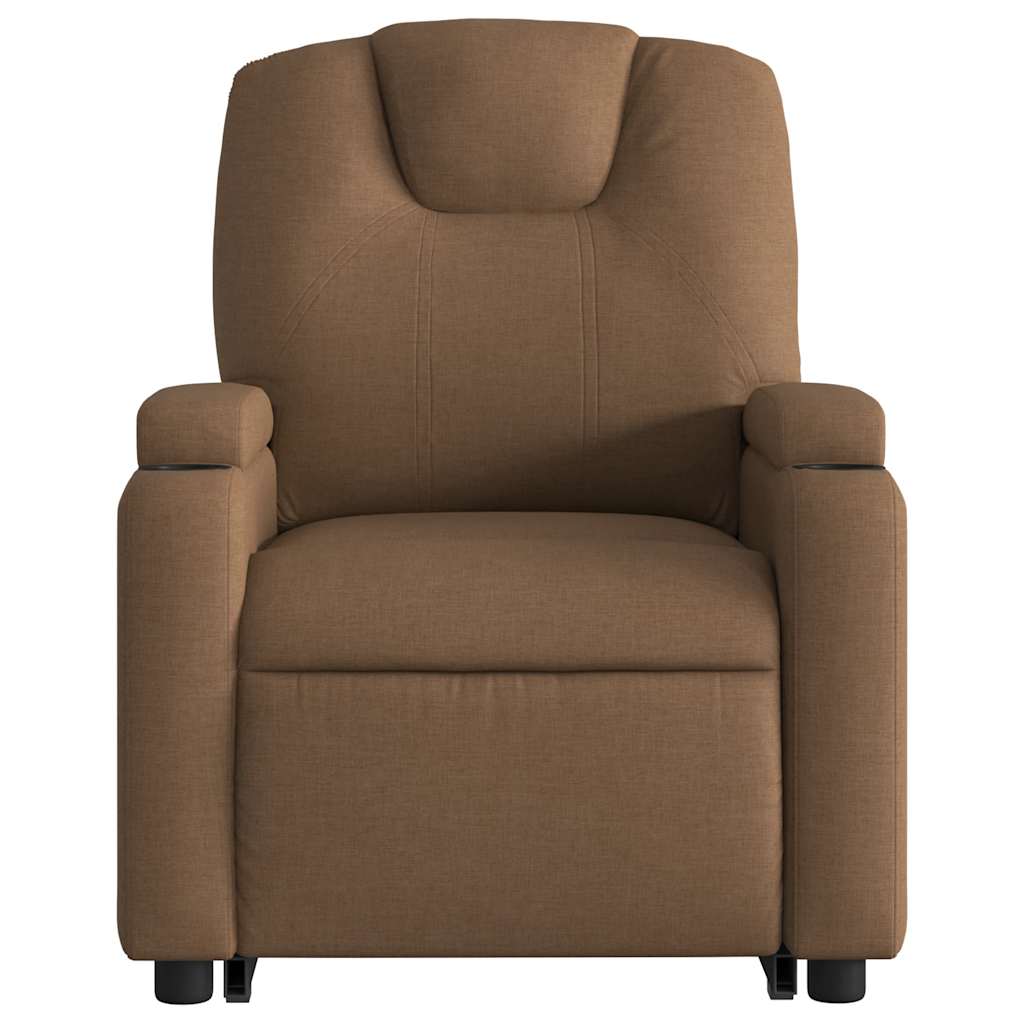 Electric Reclining Stand-Up Armchair, Brown, Fabric