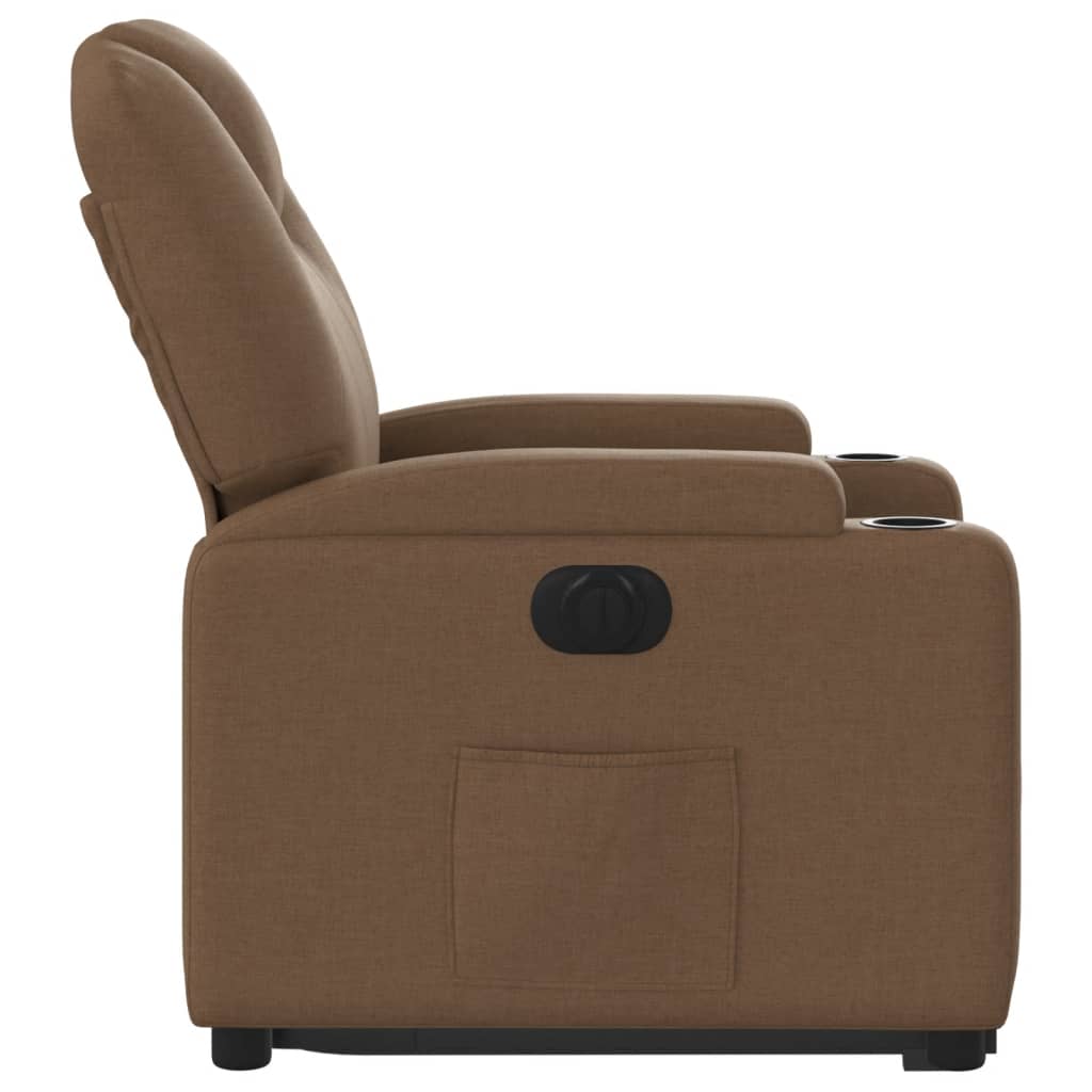 Electric Reclining Stand-Up Armchair, Brown, Fabric