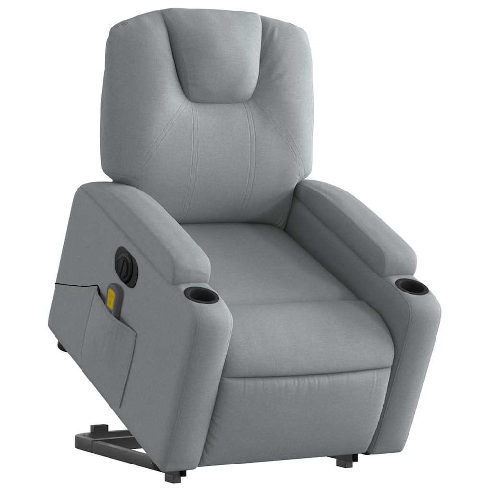 Reclining Massage Chair, Light Grey, Fabric